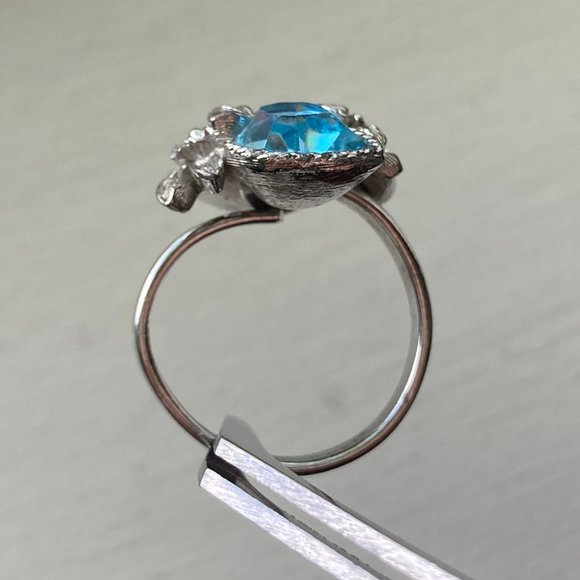 Vintage Sarah Coventry "Love Story" Double Blue Hearts Adjustable Ring - Picture 6 of 11